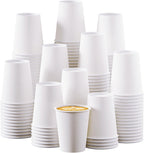 Turbo Bee 10 oz Disposable Coffee Paper Cups,270 Pack Hot Drinking Cups,White Paper Party Cups