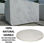 Multi-Purpose Round Shape Marble Cheese Tray | Cutting Board. Solid Large White With Non-Slip Feet For Stability & Scratch Protection. Easy To Clean,Trivet,White (11x11x0.5 Inches)