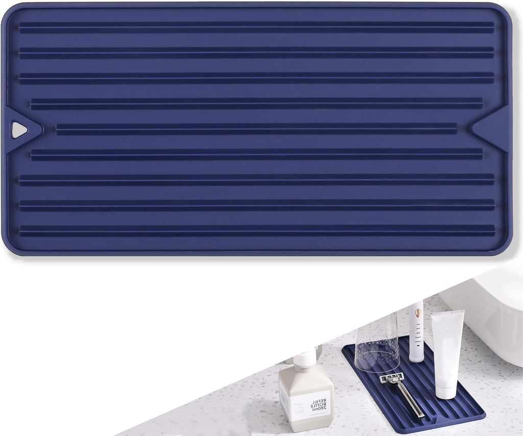 Dish Drying Mat, Mini Silicone Drying Mat for Kitchen Counter, Heat Resistant Silicone Mat for Countertop Protector, Super Thick Non-Slip Dish Drying Pad for Coffee Cup/Bottle/Glassware