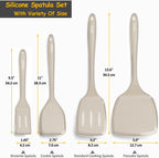 Silicone Spatula Set, 600°F Heat Resistant Silicone Spatula Turner Flipper for Cooking, Non Stick and Non Scratch Kitchen Utensils for Eggs & Pancakes, 4 Pack,Khaki