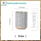 Stoneware Coffee Bar Utensil Holder Tea & Coffee Spoon & Stirrer Holder for Stir Stick Straw Teaspoon Holder Spoon Cup Small Utensil Jar (Blue Stripes)