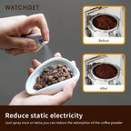 watchget Coffee Bean Dosing Cup & Static Reduction Spray Bottle Kit for Espresso Bar, Ceramic Single Dose Tray for Brewing/Tea, Barista Accessories Set, White