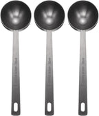 HARFINGTON 3pcs Coffee Scoop Spoon 2tbsp (6tsp, 30ml) 304 Stainless Steel Long Handle Teaspoon/Tablespoon Measuring Spoons Scoops for Tea Sugar Kitchen, Black