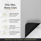 Dish Drying Mat Super Absorbent – 16" x 18" Coffee Mat for Countertops – Non-Slip Drying Mat for Kitchen Counter – Easy to Clean Water Absorbent Mat – Large Dish Drying Mats (Lite Gray)