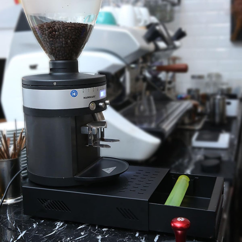 Coffee Knock Box Drawer, Stainless Steel Thickened Coffee Machine Grinder Discarded Coffee Grounds Coffee Powder for Coffee Shop Restaurant Home Bar, 7.1 x 11 x 2 in (Black)