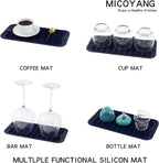 Silicone Dish Drying Mat for Multiple Usage,Easy clean,Eco-friendly,Heat-resistant Silicone Mat for Kitchen Counter or Sink,Refrigerator or Drawer Liner Navy Blue S 12 inches x 6 inches