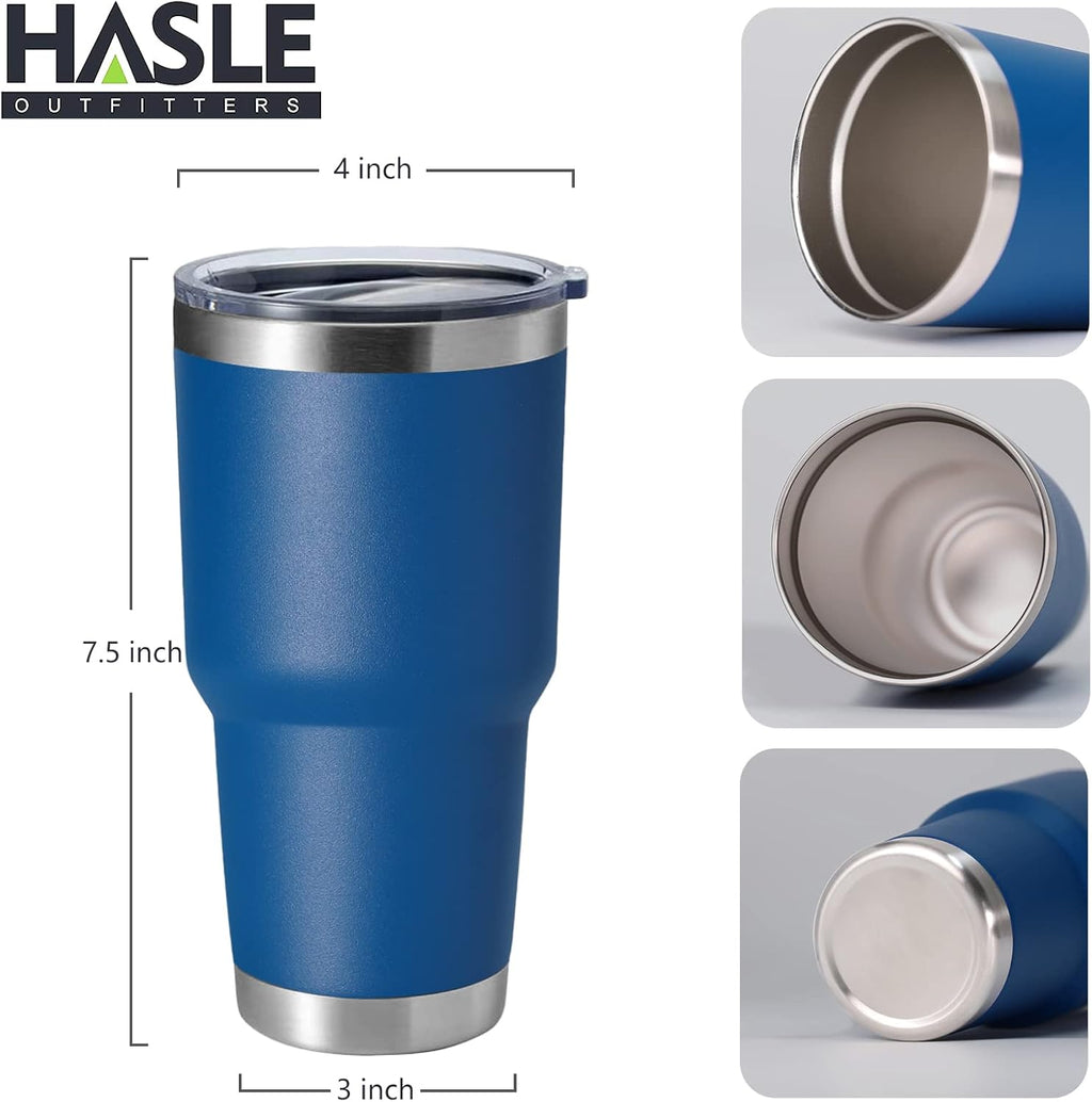 HASLE OUTFITTERS 30oz Stainless Steel Tumbler, Double Wall Vacuum Insulated Travel Mug Tumbler, Durable Insulated Coffee Mug, Gift Box Set (Dark Blue, 12)