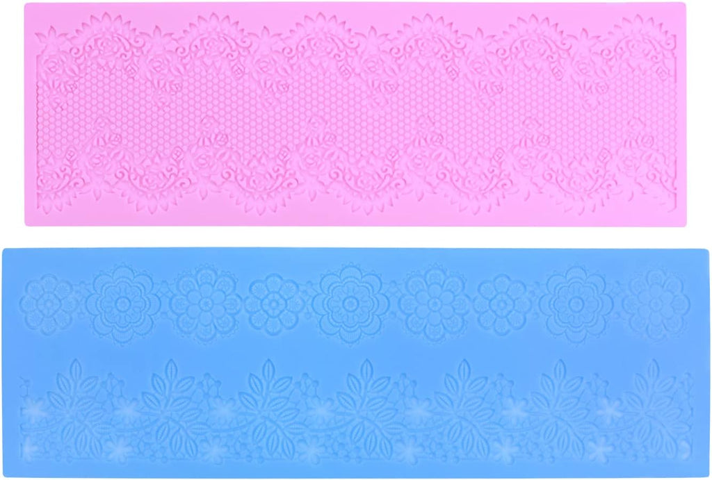 Embossing Lace Fondant Mold, Multi Circle Flowers Lace Mat Wedding, Silicone Molds for Cake Decorating Tool, Cake Lace Molds Set of 2