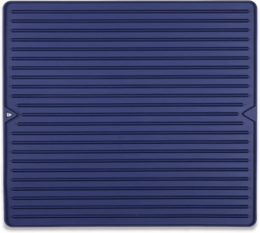 Dish Drying Mat, 16" x 18" Silicone Drying Mat for Kitchen Counter, Large & Thicker Silicone Dish Drying Pad with Raised Edges for Countertop, Multi-Purpose & Heat Resistant