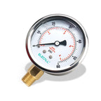 ELECALL 2-1/2" Glycerin Liquid Filled Air Pressure Gauge, 0-60Psi, 1/4”NPT Lower Mount, Stainless Steel Case, Brass Internals, Water Pressure Gauge