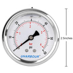 Glycerin Filled Low Pressure Gauge 60psi/4bar, Stainless Steel case, Brass Inside Construction, 2-1/2" dial, 1/4" NPT Back Connection…