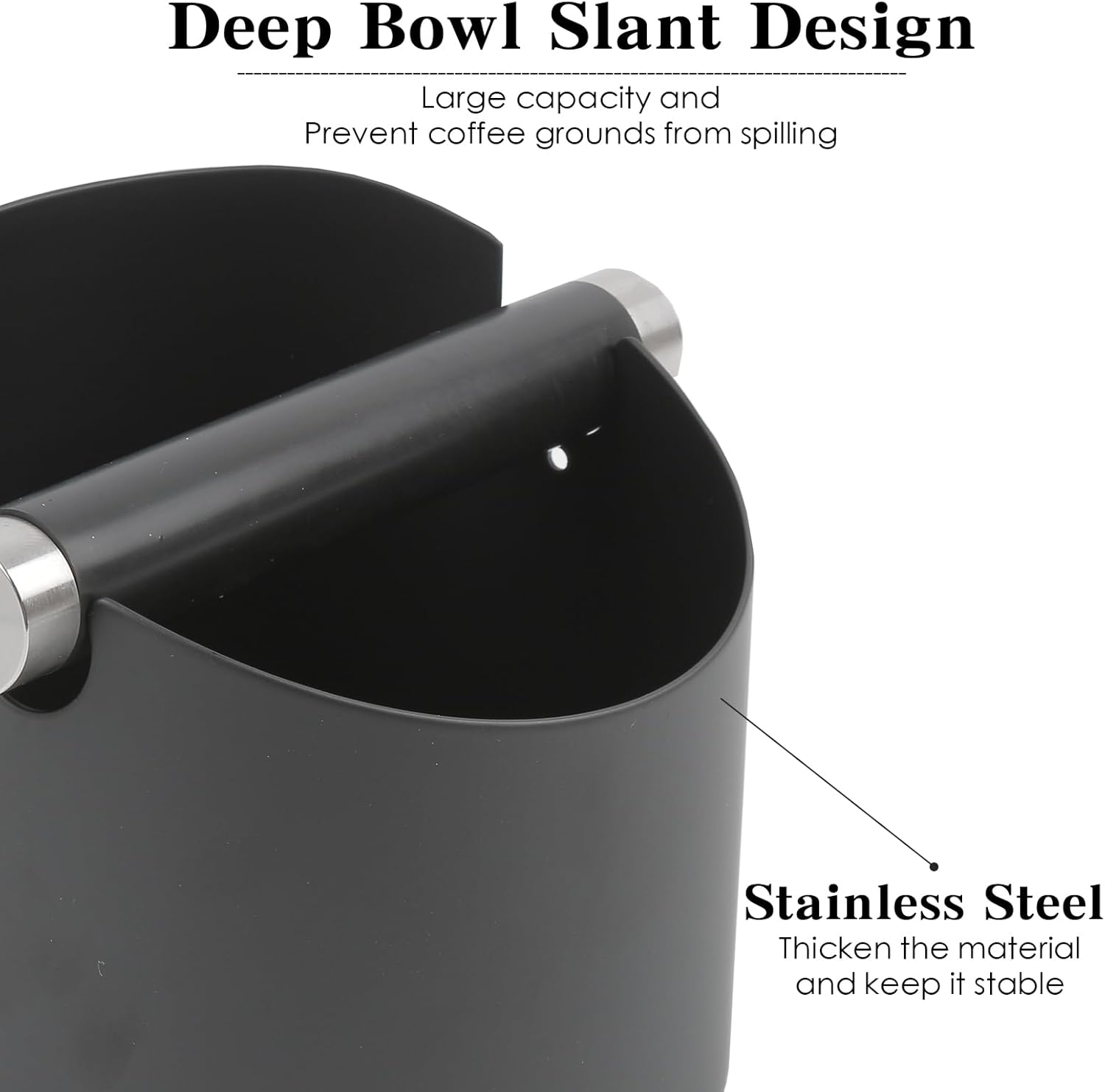 Italian Espresso Tapping Box, Stainless Steel Coffee Grinding Tapping Box, With Detachable Tapping Rod And Anti Slip Rubber Base (Black-S)