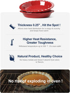 LE TAUCI Ceramic Pie Pans for Baking, 9 Inches Pie Plate for Apple Pie, Pecan Pie, 36 Ounce Deep Dish Pie Pan, Set of 2, Red