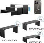 Goabroa Black Acrylic Display Risers, 3 Tiers 2 Set (6 Pcs) Acrylic Shelves Organizer Display Stand, Conutertop Desktop Stands for Decoration and Organizer