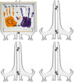 4 Pack 12 Inch Clear Plastic Easels or Stand/Plate Holders to Display Pictures or Other Items at Weddings, Plate Stands for Home Decoration, Birthday, Tables