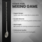 Rattleware Elegant Swirl Stem Bar Twist 11.5" Stirrer/Spoon - Commercial Grade Stainless Steel, Ideal for Drink & Coffee Enthusiasts, Perfect for Home & Commercial Use