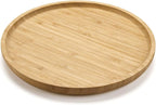 Round Bamboo Tray, Wood Serving Tray, Wooden Platter, Wood Charcuterie Board, Decorative Tray for Coffee Table,13.8 inch