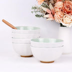 6-Piece Pasta Bowls 24 oz, Green Porcelain Bowls 6 inch, Microwave Oven Dishwasher Safe Scratch Resistant