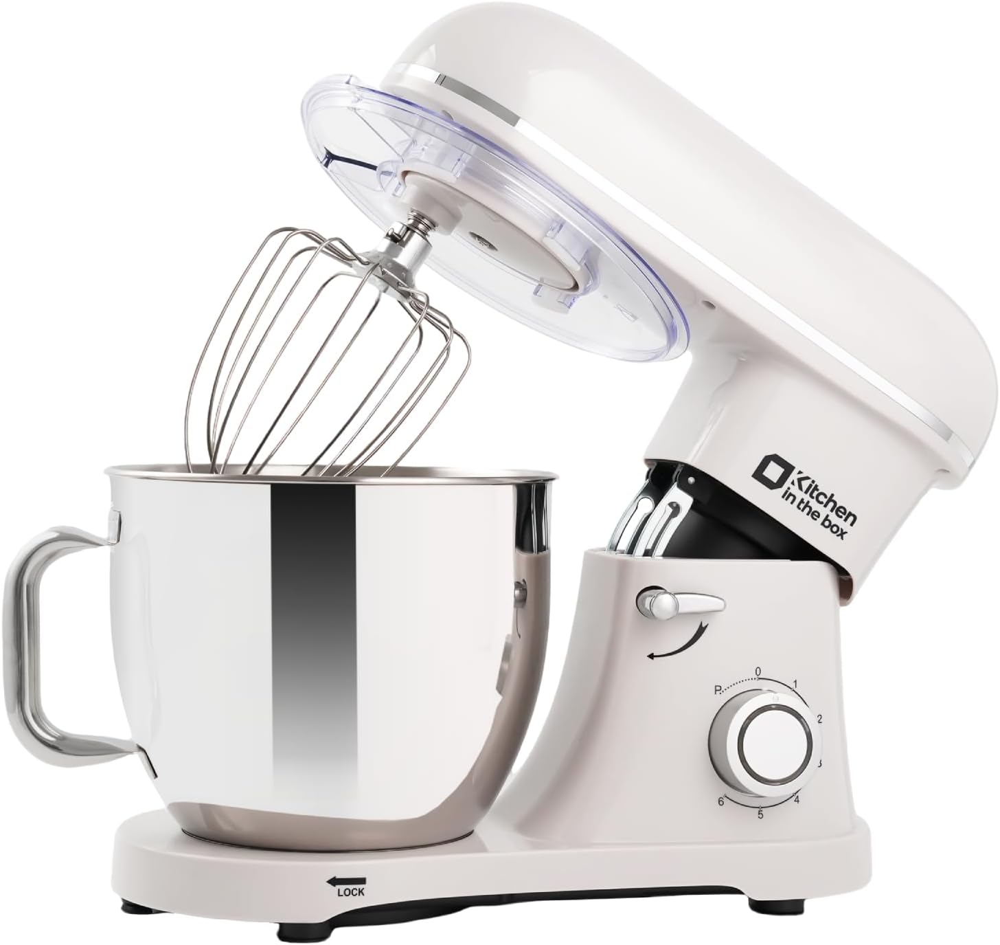 Kitchen in the box Stand Mixer - 900 Watt Heavy Dough Standing Mixers with 6.5 Quart Mixing Bowl, Tilt-head, Dough Hook, Whisk, Flat Beater and Splash Guard (White)