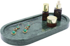Natural Marble Tray, Oval Vanity Decorative Tray for Bathroom Counter, Countertop Stone Organizer, Catchall Tray for Kitchen, Perfume, Candles, Jewelry Dish Decorative Tray