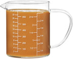 77L Glass Measuring Cup, Clear Liquid Measuring Cup with V-Shaped Spout and Three Scales, High Borosilicate Glass Beaker with Handle for Kitchen or Restaurant, 700 ML (0.7 Liter, 2 3/4 Cup)