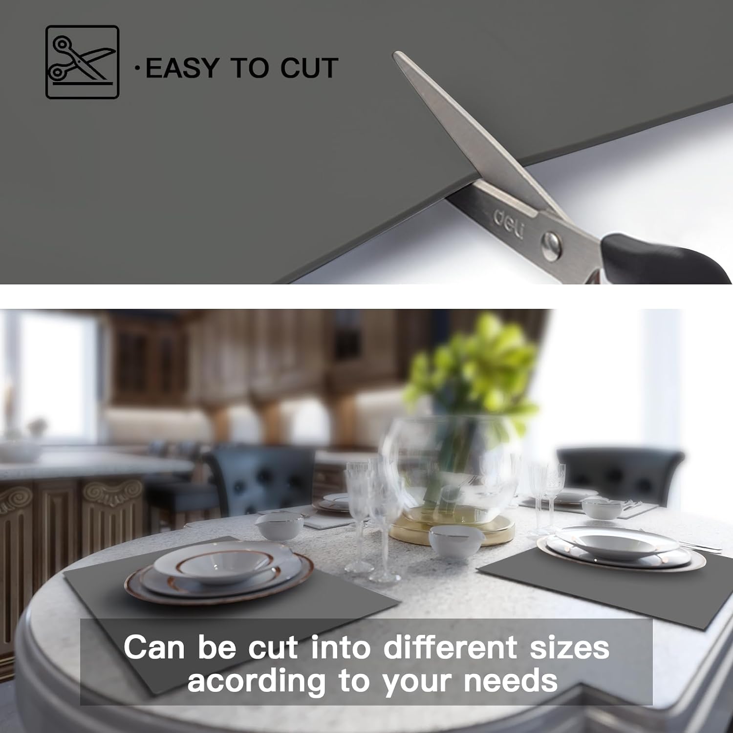 2MM Thick Silicone Countertop Mat, 35.4"x 23.6" Silicone Mats for Kitchen Counter, Nonslip Heat Resistant Mat, Large Kitchen Counter Mats, Waterproof Countertop Protector(Green)