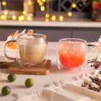 CNGLASS 10oz Double Walled Glass Coffee Mugs(4-pack),Clear Coffee Cups with Handle,Glass Espresso Mugs for Latte,Cappuccino,Tea