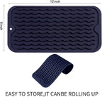 Silicone Dish Drying Mat for Multiple Usage,Easy clean,Eco-friendly,Heat-resistant Silicone Mat for Kitchen Counter or Sink,Refrigerator or Drawer Liner Navy Blue S 12 inches x 6 inches