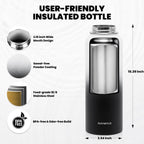 Insulated Water Bottle 40 oz, Triple Wall Vacuum Stainless Steel (Cold for 48 Hrs), Leak Proof & Non-BPA, Modern Water Flask Jug with Paracord Handle & Straw Spout Lids, Ombre: White/Black