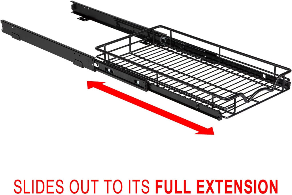 HOLDN’ STORAGE Pull Out Cabinet Organizer, Heavy Duty Caddy w/Lifetime Limited Warranty -11”W x 21”D - Requires At Least 12-1/4” Cabinet Opening, Steel Metal Cabinet Drawers Slide Out, Black