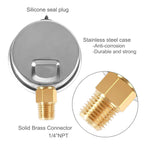 Glycerin Filled Pressure Gauge 5000psi/350bar, Stainless Steel case, Brass Inside Construction, 2-1/2" dial, 1/4" NPT Rear Connection.