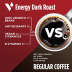 VitaCup Energy Dark Roast Coffee Pods, Boost Focus & Metabolism, Antioxidants, B Vitamins, Bold & Smooth,100% Arabica Coffee, Recyclable Single Serve Pod Compatible with Keurig K-Cup Brewers,16 Ct