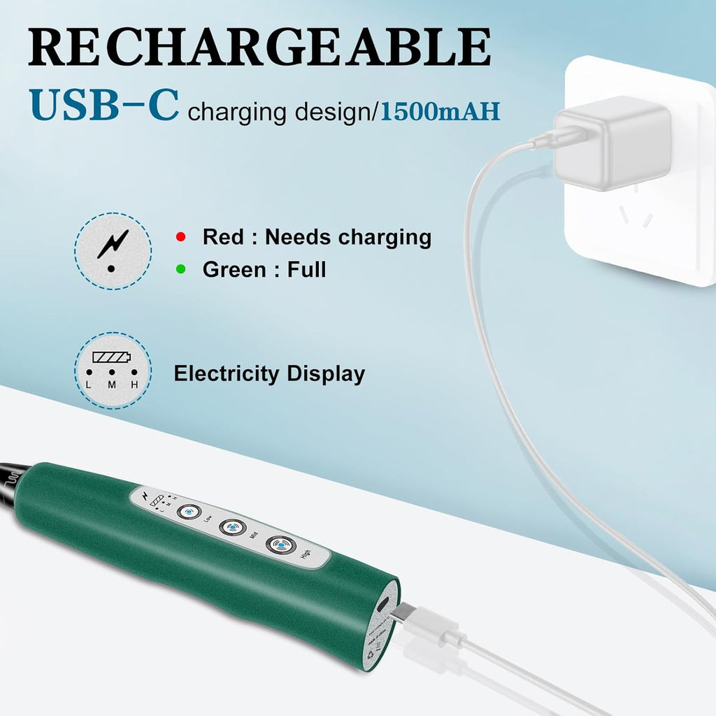 Milk Frother Handheld for Coffee, Electric Whisk 3 Speed Adjustable, Drink Mixer with Stainless 3 Whisks, Rechargeable Hand Frother Wand, for Latte Cappuccino Hot Chocolate Egg Green