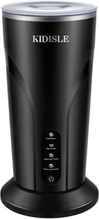 4-in-1 Electric Milk Frother and Steamer, Milk Steamer and Cold Foam Maker, Hot Chocolate Maker, Frother for Coffee, Latte, Macchiato, Cappuccino, BPA Free, Black