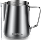 Milk Frothing Pitcher, 32oz Stainless Steel Milk Frother Cup Steaming Pitcher, Coffee Bar Cappuccino Espresso Machine Accessories Barista Tools, Metal Pitcher Milk Jug with Decorating Latte Art Pen