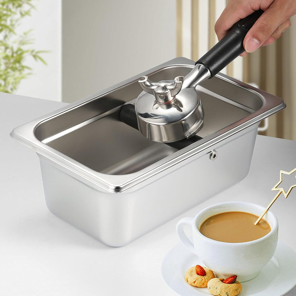 Yosoo Coffee Knock Box, Large Coffee Knock Box Stainless Steel Coffee Grounds Container Bucket Waste Bin(01)