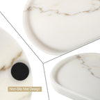 Koville White Marble Tray with Gold Pattern for Bathroom Counter, Stone Trays for Home Decor Marble Vanity Tray, Stone Storage Trays for Perfume, Jewelry, Decorative Tray for Dresser Organizer