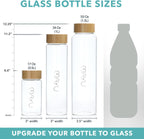 mayu Portable Container Water Bottle With Bamboo Lid - Eco Friendly & BPA Free Borosilicate Glass Infuser Bottle - Leak Free Design - For Storage, Everyday Use And Non-Toxic Hydration - 51oz 1.5L
