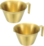 uxcell 2 Pcs Stainless Steel Espresso Cup with Handle, V-Shaped Mouth Espresso Measuring Cup with Scale for Preparing Coffee, Cocktails, 3.4OZ/100ML (Gold)