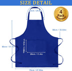 4 Pack Chef Apron, Adjustable Apron with 2 Pockets, Unisex Personalised Apron for Cooking, Kitchen, Restaurant