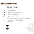 The Force Tamper Automatic Impact Adjustable Constant Pressure and Autoleveling Coffee Tamper Black Mirror Jellyfish AL Handle Set Pro (Extend Set, 58.35mm)