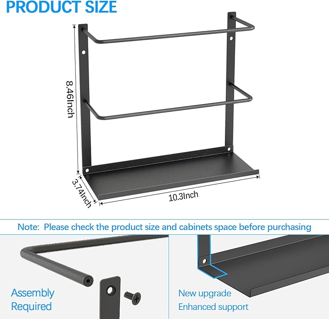 2 Pack Kitchen Wrap Organizer Door Mount, Aluminum Foil Holder Cabinet Door Organizer Cabinet Storage Basket for Kitchen Wrap/Food Bag Storage, Black