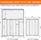 Silverware Organizer - Expandable Kitchen Drawer Organizer, BPA-Free Food-Safe Utensil Drawer Organizer with 7 Compartments, Deep Cutlery Tray for Forks, Knives, White