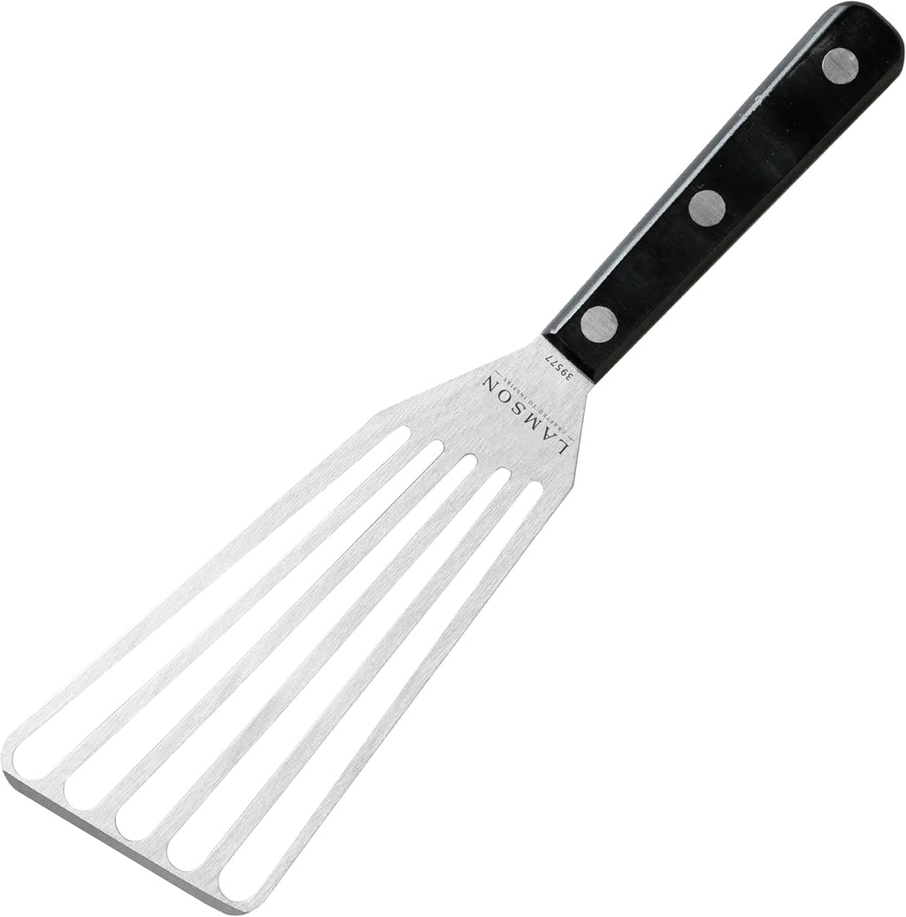 Lamson 3' x 6" Chef's Slotted Turner with Walnut/POM Handle - Right-Hand (Black)