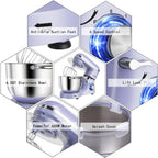 Aucma Stand Mixer,6.5-QT 660W 6-Speed Tilt-Head Food Mixer, Kitchen Electric Mixer with Dough Hook, Wire Whip & Beater (6.5QT, Lavender)