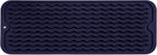 Silicone Dish Drying Mat for Multiple Usage,Easy clean,Eco-friendly,Heat-resistant Silicone Mat for Kitchen Counter,Sink,Bar,Bottle,or Cup Navy Blue M 17 inches x 6 inches