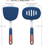 To encounter 2 Pieces Silicone Spatula set, Non-Stick Turner Spatulas, Heat Resistant Silicone Cooking Flipper for Eggs, Fish, Pancakes, Navy Blue