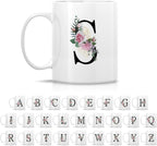 Retreez Initial A-Z Floral Botanical Bouquet Alphabet Monogrammed Monogram Mug 11 Oz Ceramic Tea Coffee Mugs - Appreciation Thank You Wedding Birthday Gifts for her friend coworker sister - S Initial
