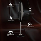 Zulay Kitchen Executive Series Milk Frother Wand - Upgraded & Improved Stand - Ideal Coffee Gift - Coffee Frother Handheld Foam Maker For Lattes - Electric Milk Frother Handheld For Cappuccino