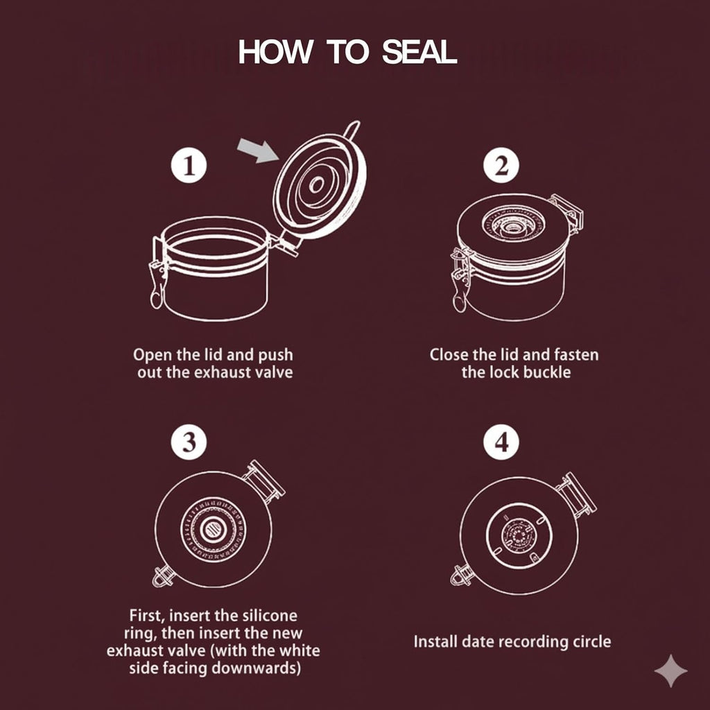 Airtight Coffee Canister 1.8L with Wooden Lid Scoop Set, 304 Stainless Steel Food Storage Container with CO₂ Valve, for Beans, Grounds, Tea, Sugar, Flour, Nuts (Black,1.8L)